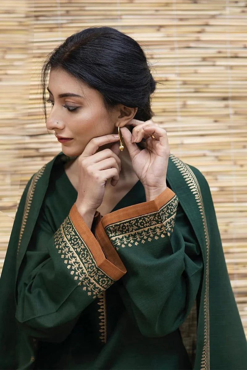 URGE 3PC Airjet Dhanak Embroidered Winter Dress with Pashmina Shawl